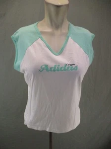 ADIDAS Size XL Girls White V-Neck Sleeveless Fitted Summer Athletic T-Shirt 011 - Picture 1 of 8