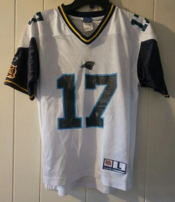 Camiseta Reebok NFL Carolina Panther Super Bowl branca #17 Jake Delhomme tamanho YL  - Imagem 1 de 4