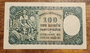 Slovakia PK #11a 1940 100 Korun Circulated Banknote - Picture 1 of 2