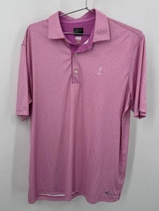 Greg Norman Mens L Play Dry Wicking Short Sleeve Golf Polo Shirt Pink Paisley - Picture 1 of 7