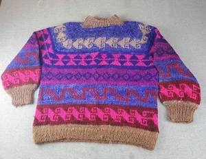 Unikat Pullover Damen Large Mehrfarbig Wolle Handarbeit Bolivien Stehkragen  - Bild 1 von 9