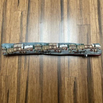 Christmas Village Tapestry Pillow Door Draft Stop 34" Oblong La France Home - Image 1 of 4