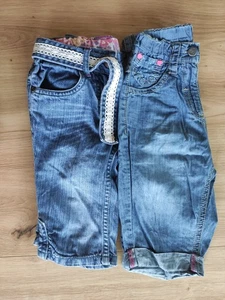 leichte Jeans, blau, Caprilänge, verstellbare Taille, Größe 98, 2 Stück - Bild 1 von 3