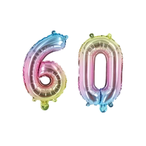 Number Sixty Colorful Balloon, 32" Foil Mylar, 60th Birthday Party Age Balloon - Picture 1 of 1