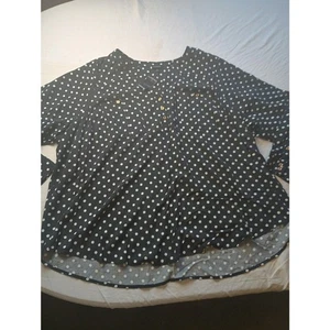 Camicetta Torrid Harper lavabile Challis 34 manica corta poka dot nera nuova con etichette 5x/28 - Foto 1 di 6