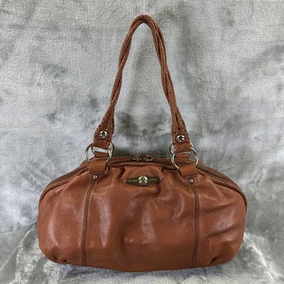 Elliott Lucca Shoulder Bag Purse Satchel Brown Tan Leather - Image 1 of 4