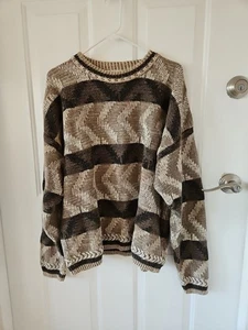 Vintage 90er Basix Fenn Wright & Manson braun hellbraun Zopfmuster Herren Pullover Gr. LG - Bild 1 von 6