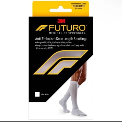 Futuro 3M ANTI-EMBOLISM Knee Length White Closed Toe Stockings 1 Pair - Image 1 of 4