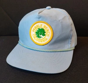 Vtg Pebble Beach California Patch Golf Blue Hat Adjustable Snapback Young-An - Picture 1 of 7