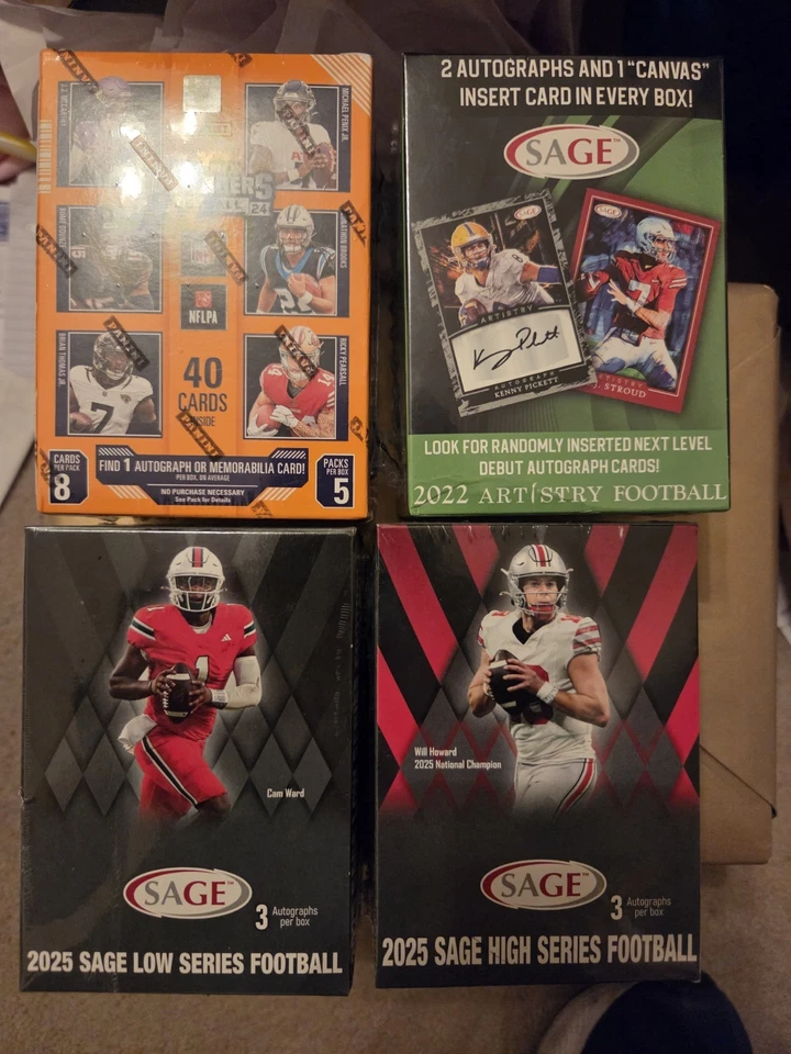 Lot of 4 Football Blaster Box Includes 24' Contenders, Sage25' Low/high 22'Sage - Image 1 of 3