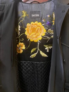 Rich Carol Cohen Collectibles Womens Embroidered Hooded Car Length Coat Black M - Picture 1 of 4