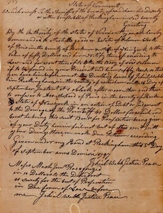 State Of Vermont 1797 Hand Written Warrant For Debt - Picture 1 of 6