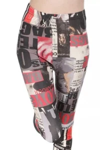 Brand New Fashion Mag Print Leggings Skim Milk One Size OS 2-10 - Picture 1 of 7