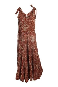 FREE PEOPLE 100% Cotton Brown Floral Print Maxi Dress (M| UK 10| US 6) - Picture 1 of 6