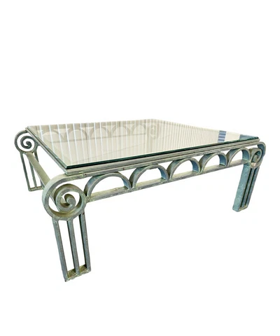 Vintage Post Modern Scrolled Iron Coffee Table Cover