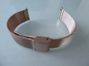 Cinturino orologio Milanoise finemente ridotto, acciaio inox 18 mm oro rosa fibbia pieghevole - Foto 1 di 5