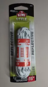 1 Pair of NEW Kiwi Style Shoe Laces - 45" Round Reflective White 114 cm 5 to 6 E - Picture 1 of 2