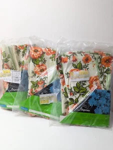 Vtg Lot Of 3 Style House Draperies Lined Orange Floral Panels NEW 51" X 13" - Picture 1 of 8