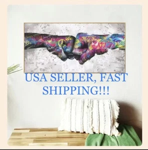 Large DIY Diamond Painting KIT Fist Bump Graffiti 12x24” For All Ages Neon - Picture 1 of 3