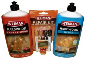 WEIMAN HARDWOOD FLOOR HIGH TRAFFIC POLISH & RESTORER & CLEANER & REPAIR KIT - Picture 1 of 22