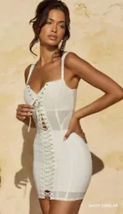 Oh ‘Poly Courset Dress Sexy Lace Up Mesh Body Con New With Tags Size 10 - Picture 1 of 13