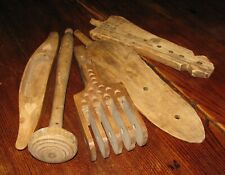 Antique vintage primitive wooden tools folk art parts distaff Lithuania Europe 