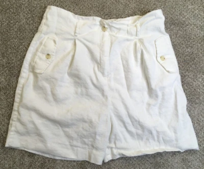 Calvin Klein Shorts Women's 10 30x4.5 White Stretch 52% Linen Lined Casual - Image 1 of 4