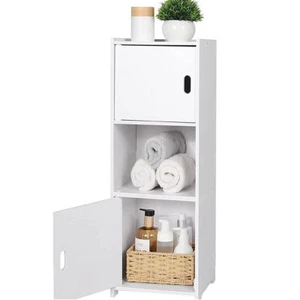 White Bathroom Storage Cabinet Wooden Drawer Cupboard Free Standing Unit Shelf - Picture 1 of 8