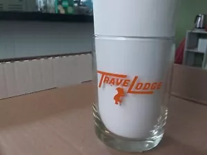 VINTAGE TRAVELODGE SLEEPY BEAR LOGO WERBUNG WASSERGLAS 41/4" HOTEL MOTEL - Bild 1 von 8