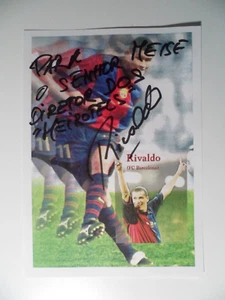 Rivaldo org. firmato + dedica FC Barcelona Brasile campione del mondo Brazil N906 - Foto 1 di 2
