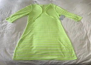 Balance | Women's SZ M | Pullover Swimsuit Coverup Neon Green White | NWT - Picture 1 of 10