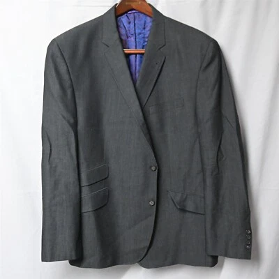 Ted Baker Endurance 50R Gray Jim SPJ 2 Button Wool Linen Suit Jacket Sport Coat - Image 1 of 4