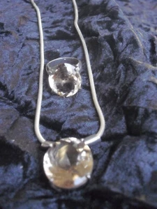 SILBERCOLLIER /RING mit großem Rauchquarz Princess Cut 925 Silber/Schlangenkette - Bild 1 von 11
