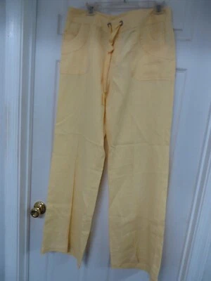I.N.C. Pantalón amarillo pierna ancha de lino International Concepts talla 12 Foto 1 de 4