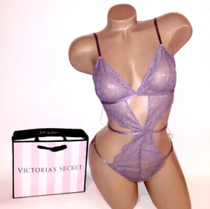 Victoria Secret Dessous Teddy Einteiler Body Lila Spitze Träger Neu  - Bild 1 von 5