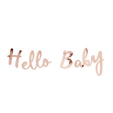 Hello Baby Girlande Banner 1,5m in Roségold für Baby Shower Baby Party Deko