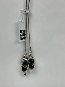 Romolo Silver Tone Bolo Chain with Two Leaf Clusters Statement Necklace NWT - Picture 1 of 5