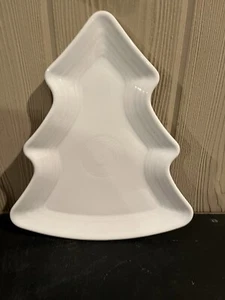 Fiestaware Christmas Tree Cookie Plate Holiday Serving Dish 10" x 7" White - Picture 1 of 17