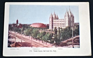 Postal PC Temple Square Salt Lake City Utah UT alrededor de 1910 sin usar - Imagen 1 de 1