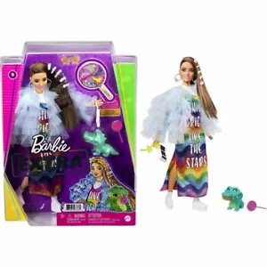 Barbie Extra Puppe #9 in blau gerüschte Jacke mit Haustier Krokodil - Bild 1 von 6