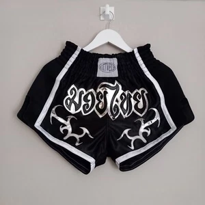 ROTTWEILER Tribal Black Muay Thai Shorts K1 Kickboxing MMA Thai Boxing Shorts - Picture 1 of 6