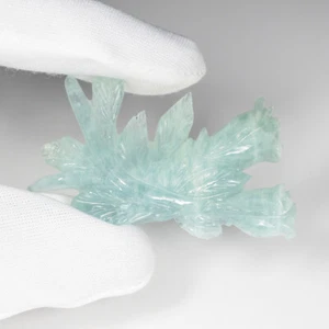 62.05Cts Best Color Natural "Bi Color" Aquamarine Flower Carrving.....!!!!! - Picture 1 of 3