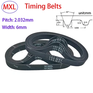 22MXL-1636MXL Timing Belts Pitch 2.032mm Rubber Close Loop Drive Belt Width 6mm - Picture 1 of 4
