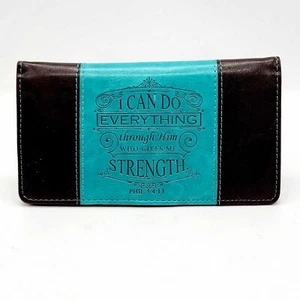 Christian Art Embossed Checkbook Cover Wallet I CAN DO EVERYTHING THROUGH HIM - Picture 1 of 3