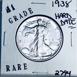 1938 LIBERTY WALKING SILVER HALF DOLLAR HI GRADE U.S. MINT RARE COIN 2794 - Picture 1 of 3