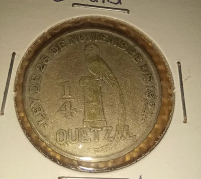 1926 Guatemala 1/4 Quetzal World / Foreign Silver Coin  VF - Image 1 of 2