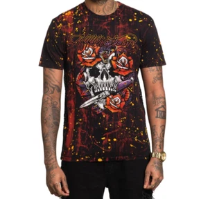 Affliction Herren Black Label "GREASE MOB" Strass grafische Waschung T-Shirt neu mit Etikett - Bild 1 von 6