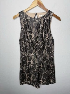 Alice + Olivia Ashleigh Floral Lace Sleeveless Romper Womens 8 Black Lace - Picture 1 of 9