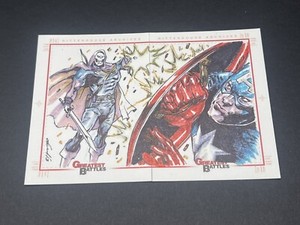 Marvel Greatest Battles Sketch Cards by David Edwin Of Captain America 