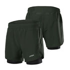  Men's 2-in-1 Running Shorts Quick Drying Breathable Active Training S1Y9